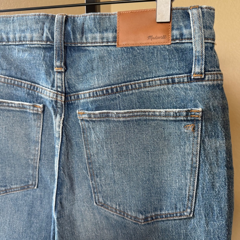 Madewell High Rise Slim Boyjean Crop‎ Fray Hem Denim Jeans Light Wash Size 26 - Picture 4 of 11